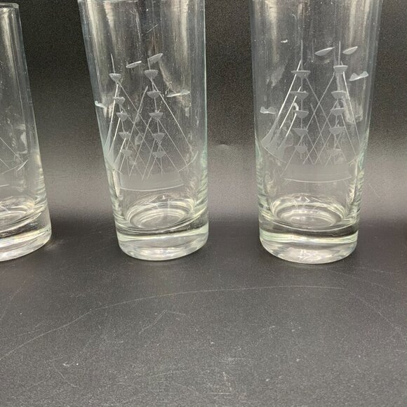 Set of 4 Badash Crystal Poland Hand-Cut Tall Ship Seagulls Collins Glasses - Picture 6 of 9
